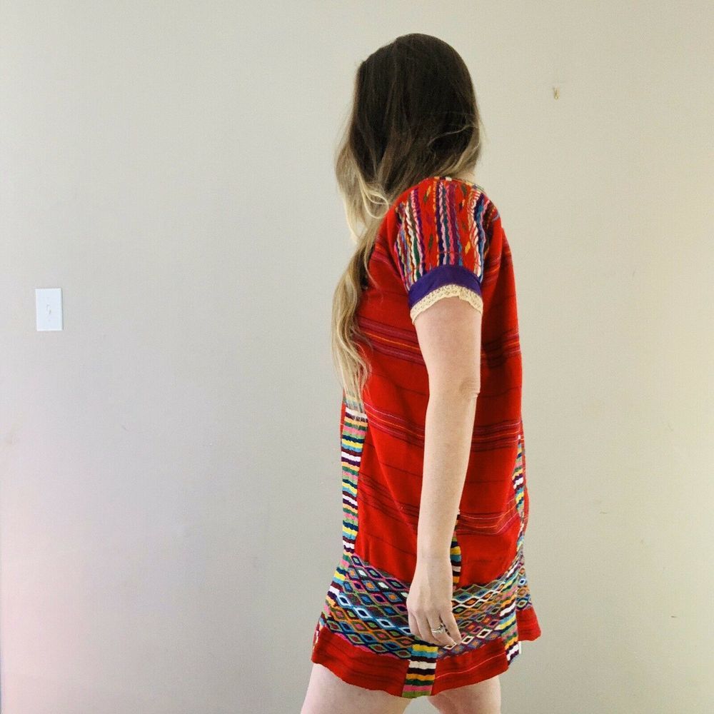 Vintage Huipil Tunic Dress Hand Woven - Picture 5 of 8